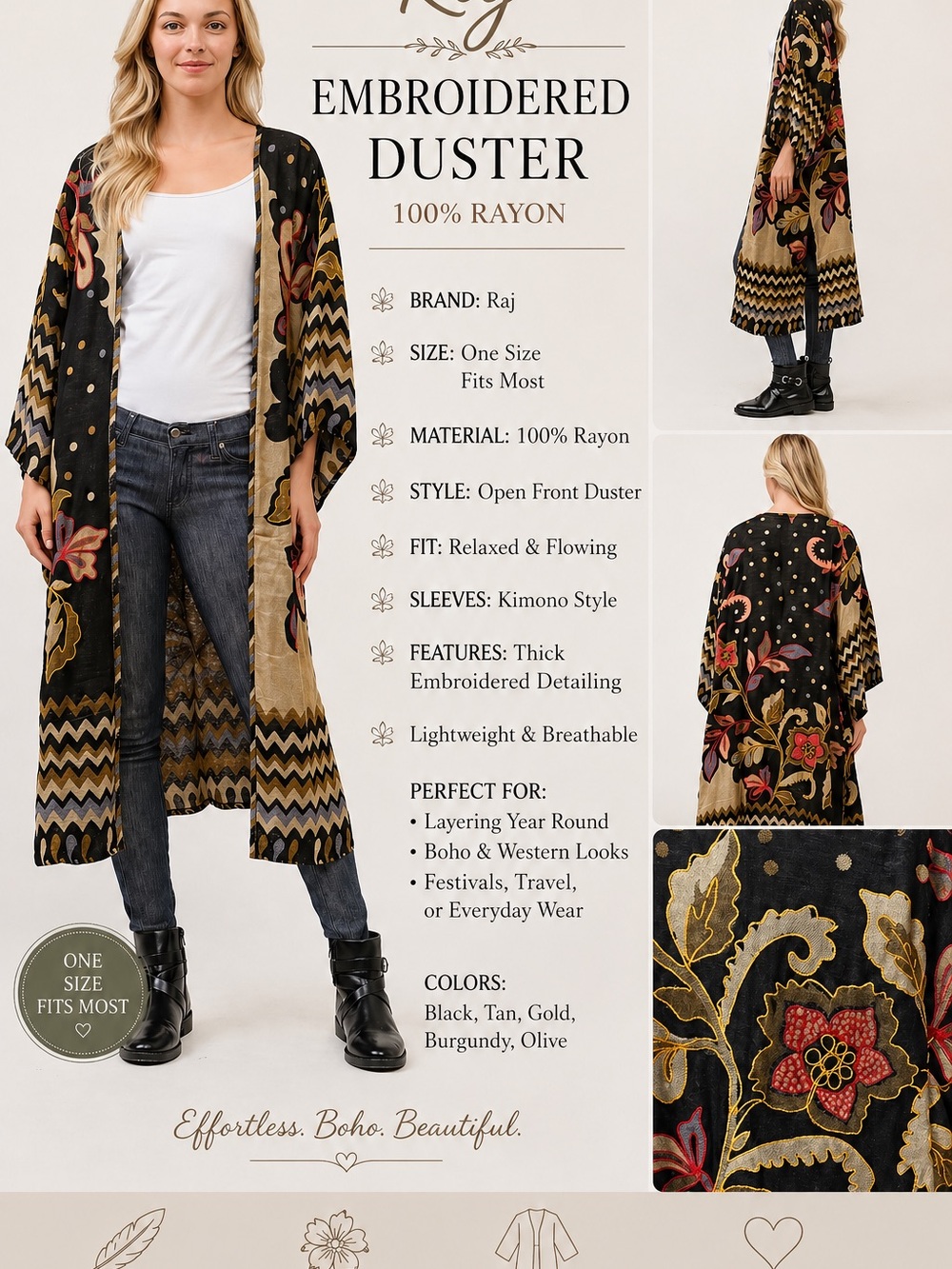 Raj Polka Dot Rayon Kimono Duster